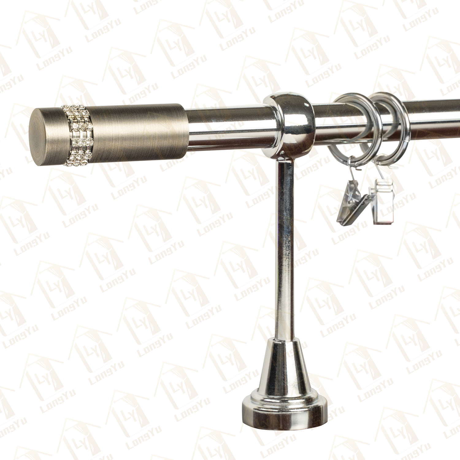 Decorative Curtain Rod Finials With Crystal Chain Decorative Curtain Rod Finials With Crystal Chain
